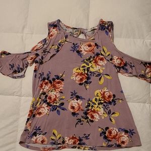 Floral cold shoulder tee